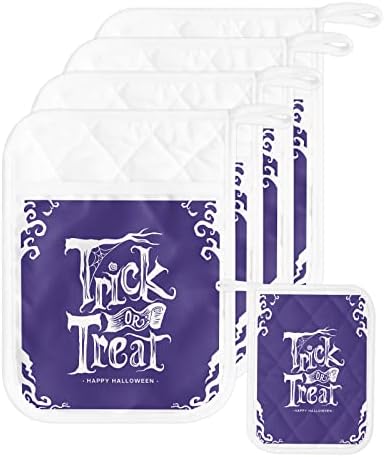 JasmineM Halloween Purple Potholders Set of 5 with Hanging Loops
