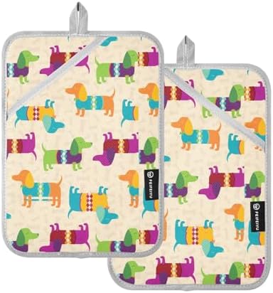 Dalgium Potholder Set - Heat-Resistant Oven mitt - Dachshund Design