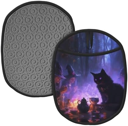 Mysterious Halloween Cat Oven Mitts