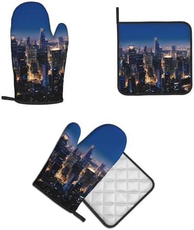 Los Angeles Skyline Prints Oven Mitt Pot Holder Set