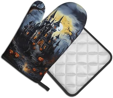 Devil Pumpkin Halloween Oven Mitts and Pot Holders Sets