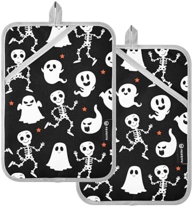 2-Piece Halloween Skeleton Potholders