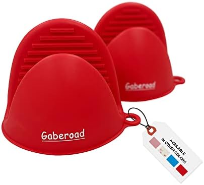 Thickened Mini Silicone Oven Mitts Heat-Resistant Glove for Cooking Baking Red