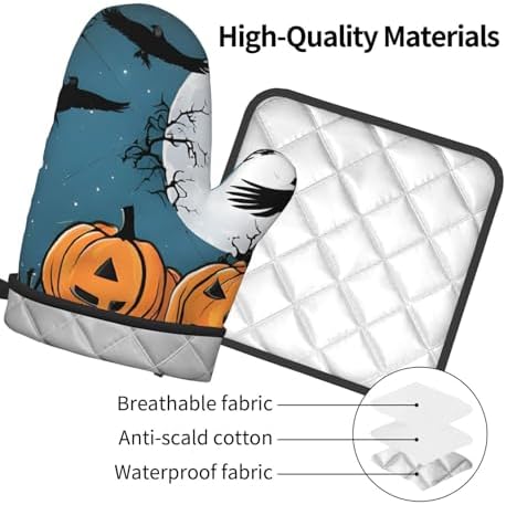 Spooktacular Halloween Oven Mitts Pot Holders Set