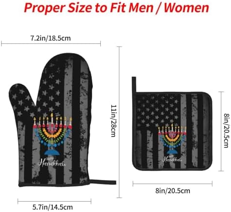 Rqwaaed Happy Hanukkah 2023 Oven Mitts and Pot Holders Set 4PCS