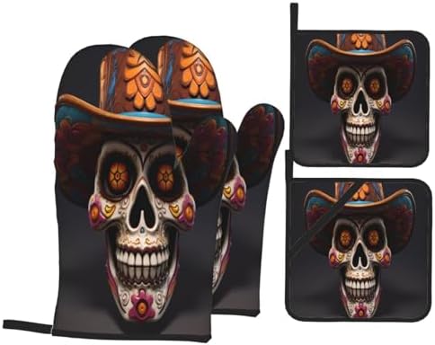 Halloween-Oriented Heat-Resistant Oven Mitt Set for Kitchen Use