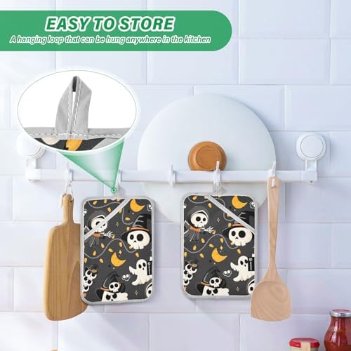 GAIGEO Halloween Skeleton Witch Potholders Set