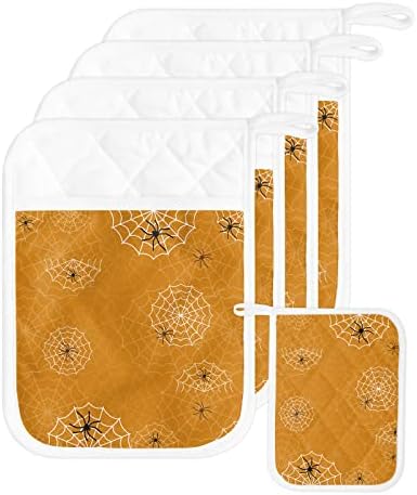 JasmineM Heat-Resistant Pot Holder Set Halloween Kitchen Pouches for Oven mitts