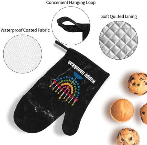 Delightful Hanukkah Heat-Resistant Oven Mitts and Pot Holders Set 4PCS