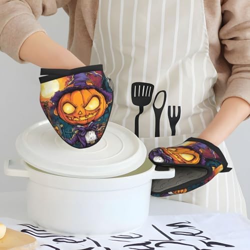 Gjieliness Halloween Pumpkin Mini Silicone Oven Mitts