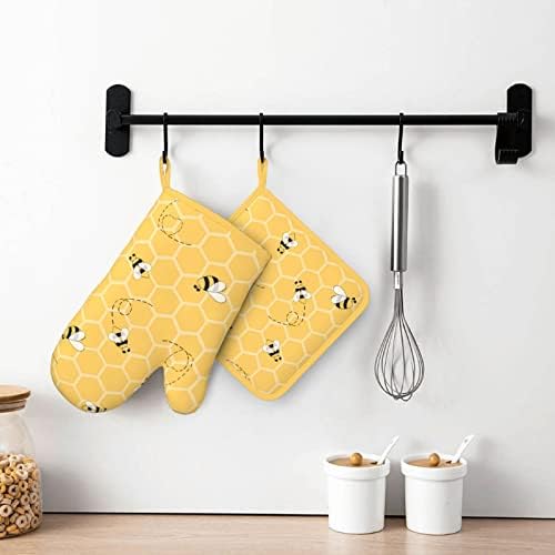 Oven Mitts Potholders Set Heat Resistant Silicone Glove