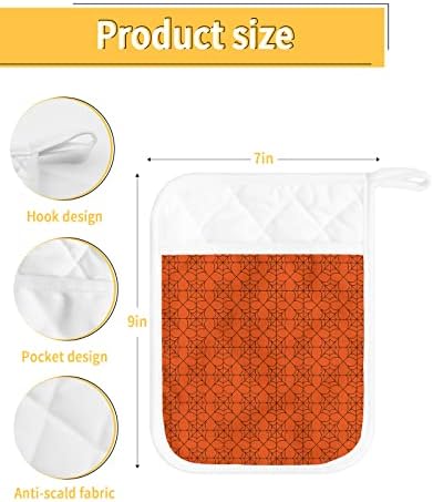 Halloween Geometric Potholders Set of 5 with Hook Heat-Resistant Kitchen Pots Dishes