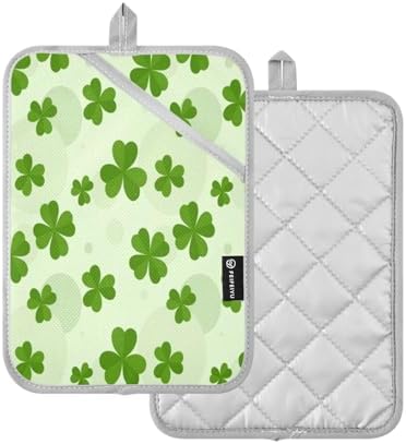 Kcldeci Green Tri Leaf 2-Pack POTHOLDER SET
