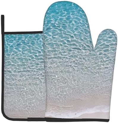 Clear Sea Water Oven Mitt Pot Holder Set