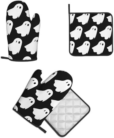 Cute Halloween Oven Mitts Pot Holders Set of 2 Heat-Resistant Kitchen Gloves