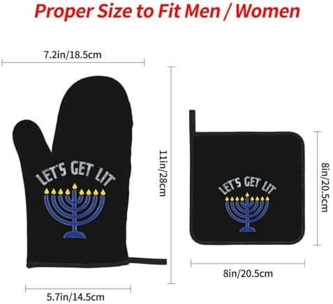 Happy Hanukkah Oven Mitts and Pot Holders 4-Piece Set