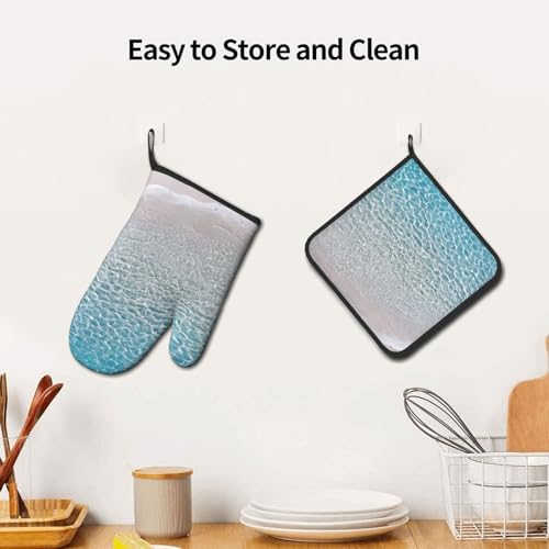 Clear Sea Water Oven Mitt Pot Holder Set