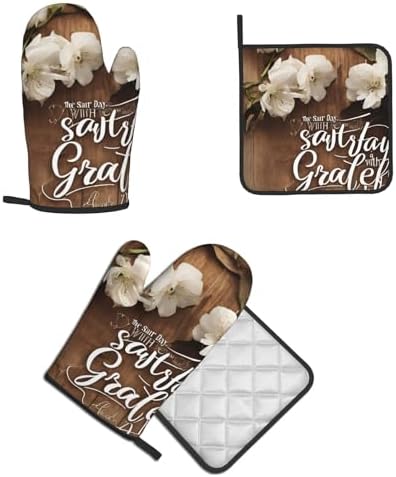 Quopvn Inspirational Quotes Oven Mitts and Pot Holders Set of 2