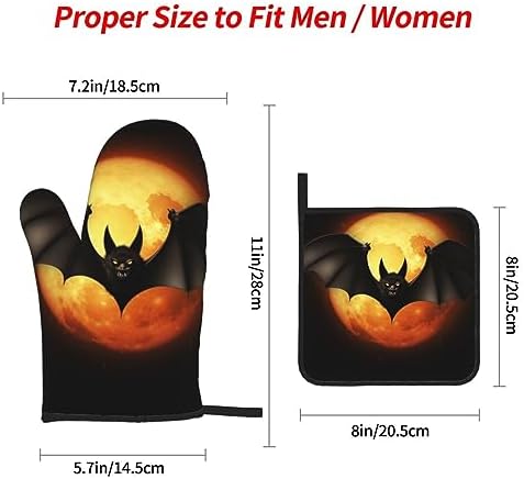 4PCS Halloween Bat Oven Mitts and Pot Holders Set 1