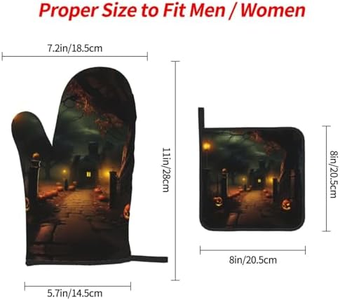 Adjustable Halloween Oven Mitts Pot Holders 3-Piece Heat-Resistant Set