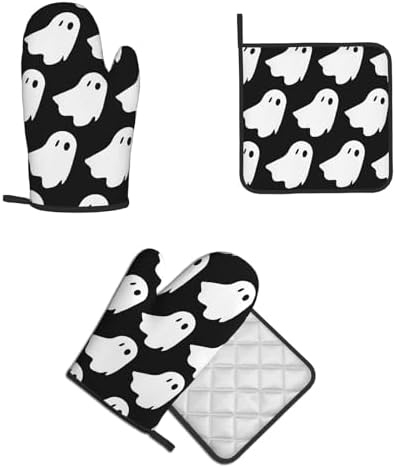 Cute Halloween Oven Mitts Pot Holders Set of 2 Heat-Resistant Kitchen Gloves