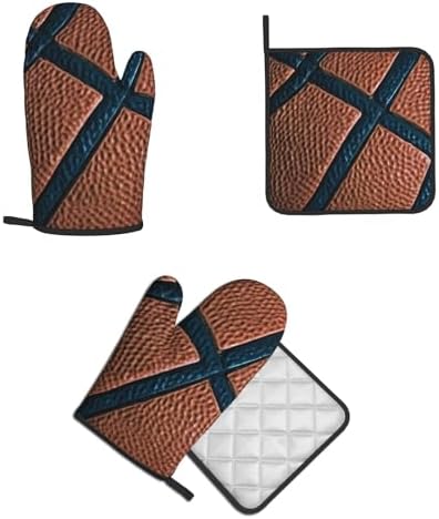 Basketball-Powered Oven Mitts Pot Holders Set