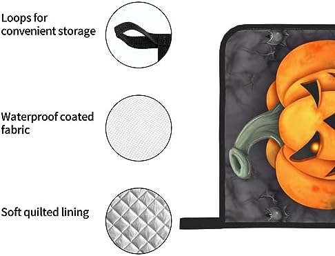 EKYOSHCZ Halloween Pumpkin Oven Mitts and Potholders Set of 4