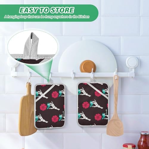 Ourvi Halloween Skull Flowers Pot Holder Set 2 Piece