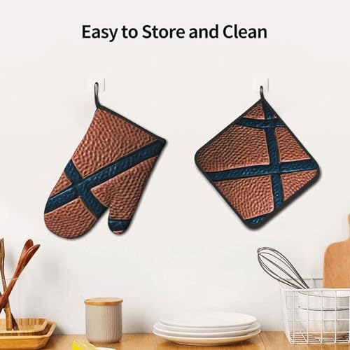 Basketball-Powered Oven Mitts Pot Holders Set