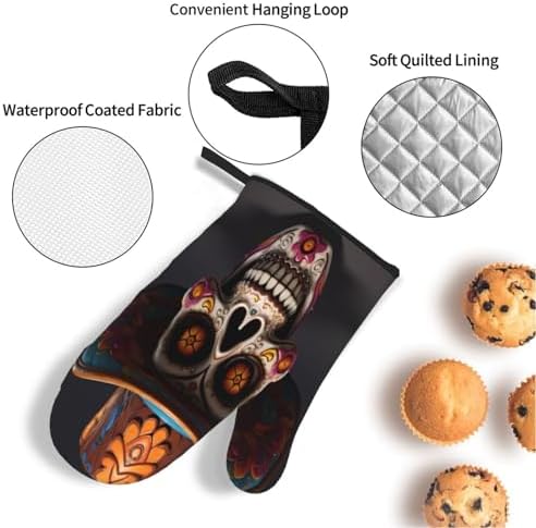 Halloween-Oriented Heat-Resistant Oven Mitt Set for Kitchen Use