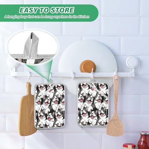 Dalzium Funny Boston Terrier Potholder Set of 2