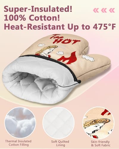Swooflia Funny Oven Mitts Heat-Resistant Kitchen Gloves for Women