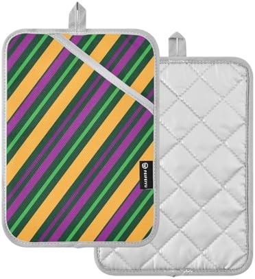 Mardi Gras Striped 2-Pack Potholders