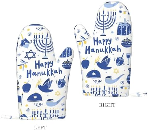 Happy Hanukkah Oven Mitts with Silicone