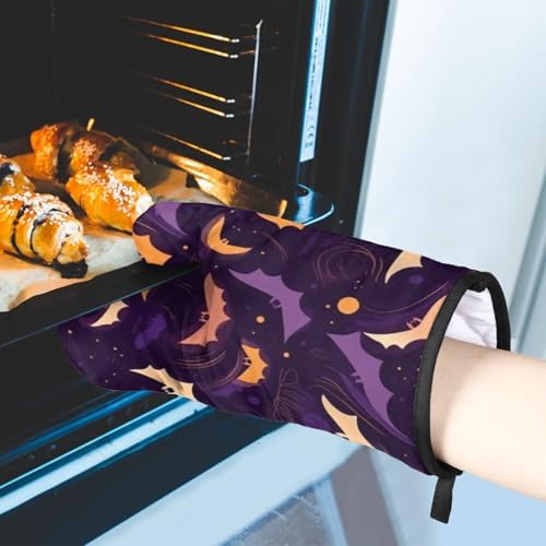 Halloween Cute Bats Oven Mitts Pot Holders Set of 2