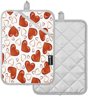 Kcldeci Red Hearts 2-Pack Pot Holder Set