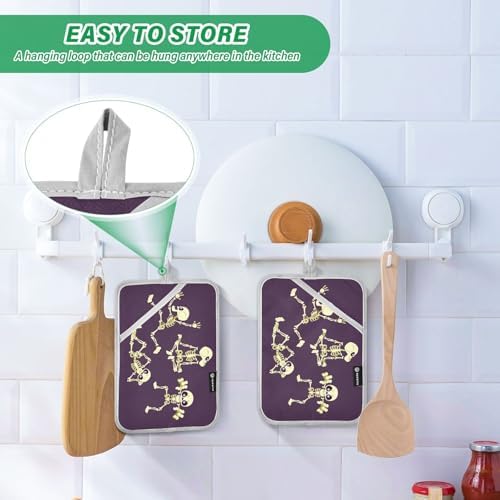 2-Piece Spooky Halloween Skeleton Pot Holder Set