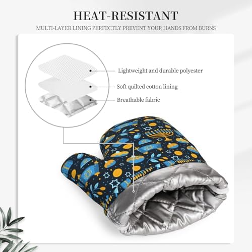 Happy Hanukkah Oven Mitts for Cooking