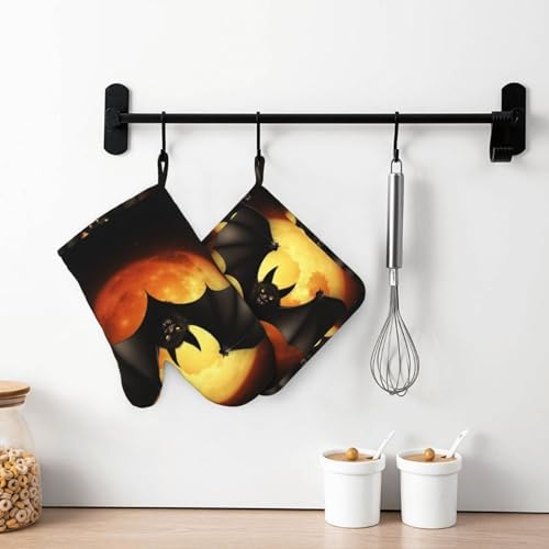 Halloween Compatible Silicone Oven Mitts and Pot Holders Set of 2