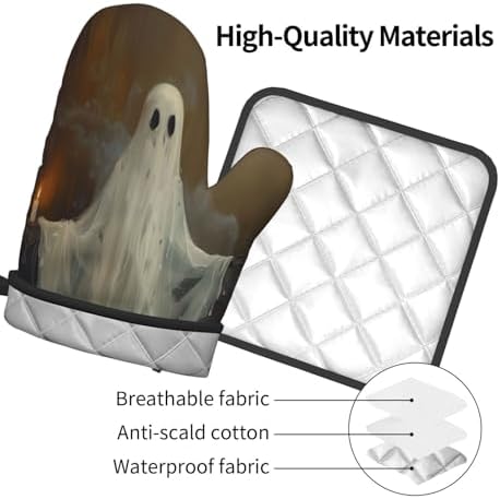 Gjieliness Halloween Ghost and Candle Oven Mitts Set