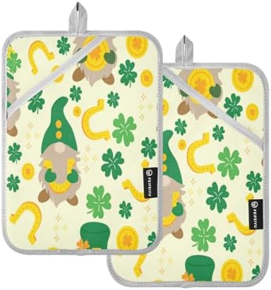 Kcldeci Clover Leaf Lucky Green Oven Mitts 2Pack