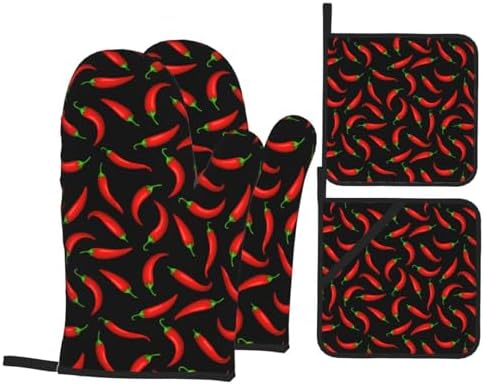 Red Hot Chilli Peppers Hand Underestimate Proof Oven Mitts Set of 4