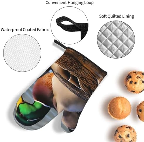 Mallard Duck Printed Oven Mitts and Pot Holders 4-Piece Set