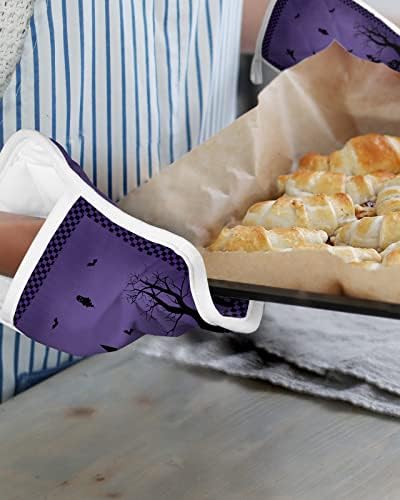 Haunted House Purple Pot Holders with Pocket for Kitchen
