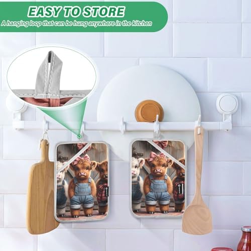 Funny Highland Cows Cute Heat Resistant Potholder Set of 2