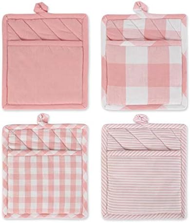 DII Gingham POTHOLDER SET Pink Heat-Resistant Kitchen Linens