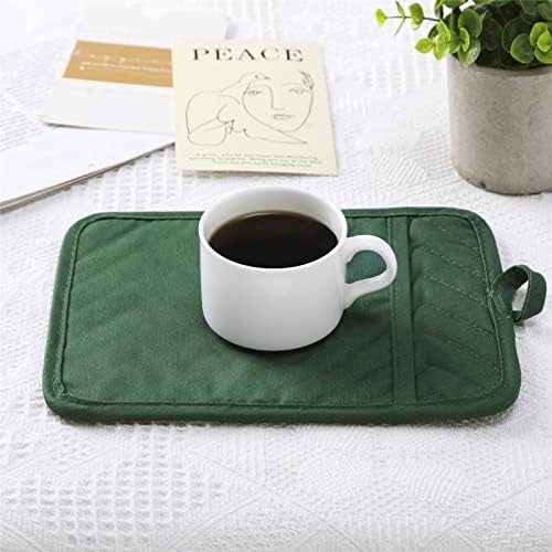 Anyi 7x9 Heat-Resistant Cotton Pot Holder Set 3-Pack Hunter Green