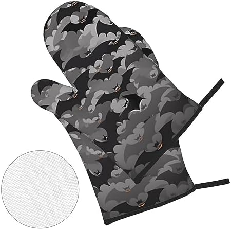 Halloween Bats Grey Ovenmitts Pot Holders Set - Heat Resistant Kitchen Gift