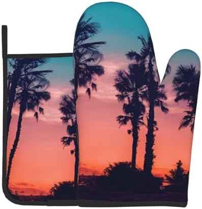 Palm Tree Sunset Oven Mitt and Pot Holder Set