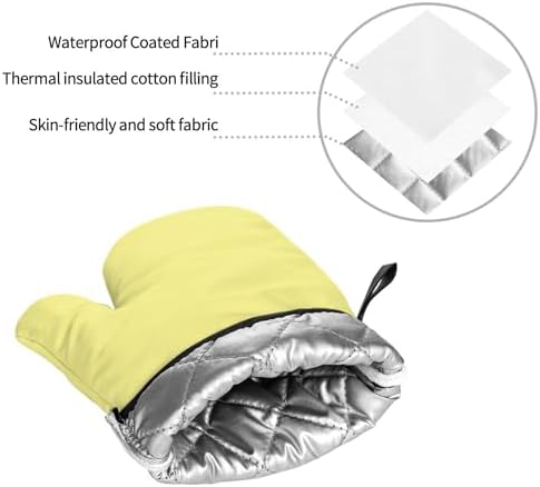 Curdesi Heat-Resistant Oven Mitts Set 4PCS Pale Yellow